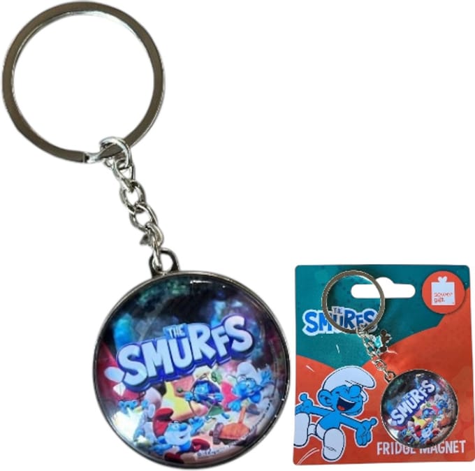 Smurfen Sleutelhanger Glas 7 cm – Het Smurfendorp – Power Gift – Sleutelhanger Cadeau