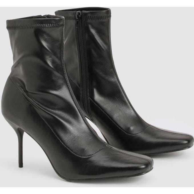 boohoo Dames Sock Stretch Stiletto Laarzen | Black | Maat: 3