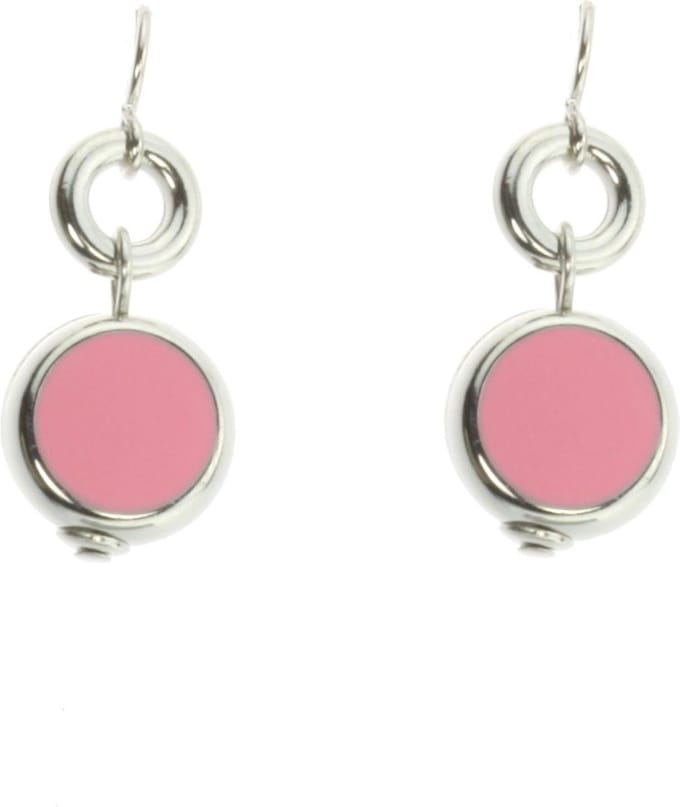 Behave - Oorhangers dames zilverkleur roze - Rond ontwerp - Retro touch
