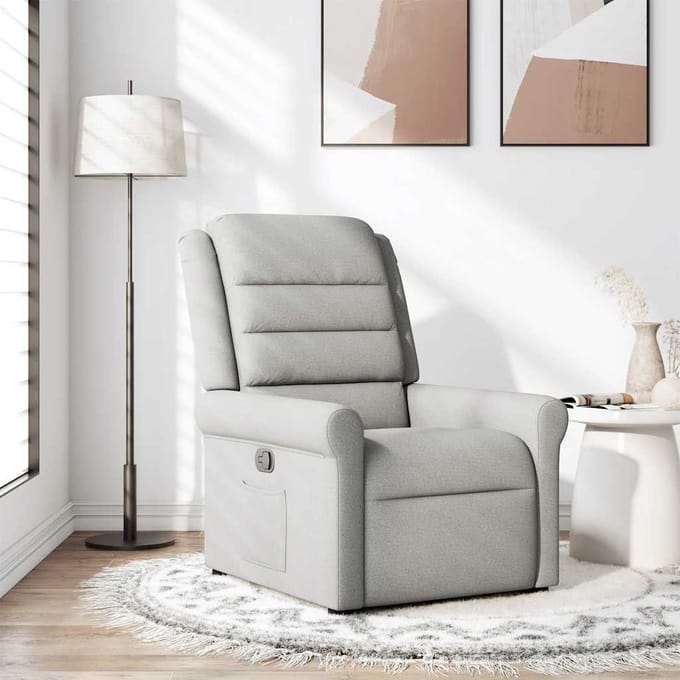 vidaXL - Fauteuil - verstelbaar - stof - wolk - grijs