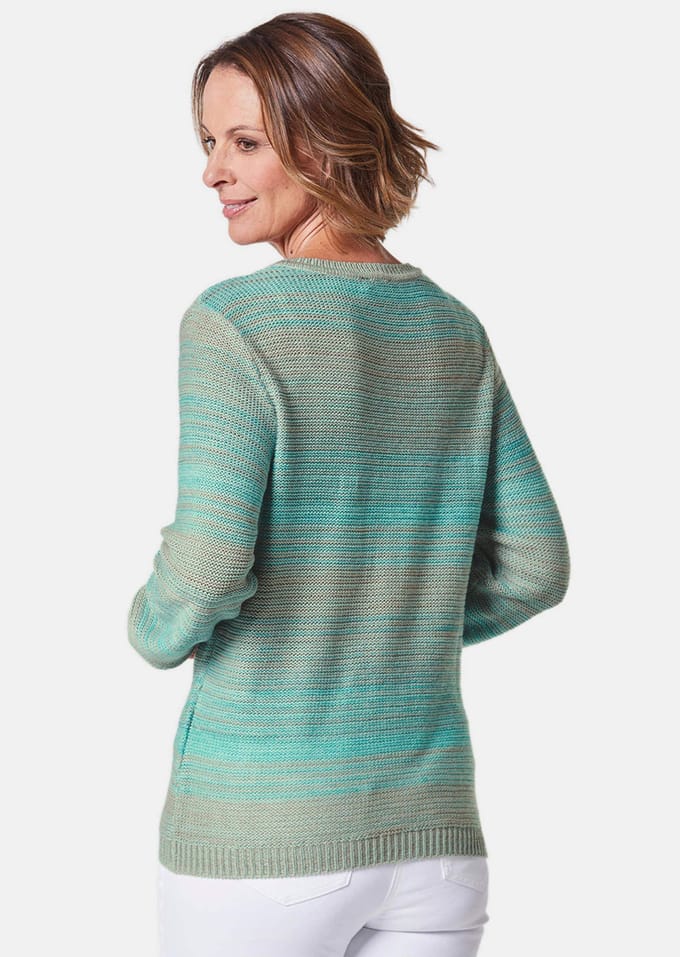 Multicolour pullover met verfrissend kleurverloop - mintgroen / beige / gedess. - Gr. 19 van Goldner Fashion