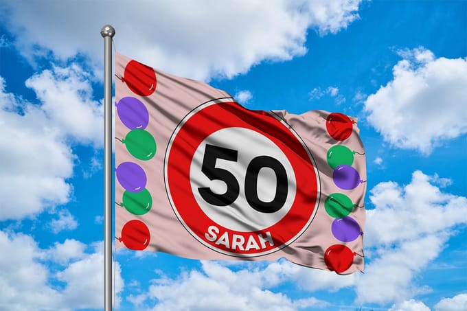 Sarah 50 Jaar Verjaardag Roze Vlag Versiering- 150x100cm