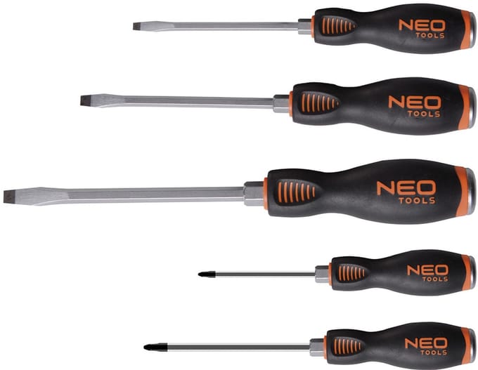 NEO - Schroevendraaierset - 5 stuks - Magnetische Punt - Driekantige Handgreep