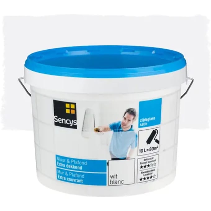 Sencys Muur & Plafond Muurverf - Zijdeglans - Wit - 10l