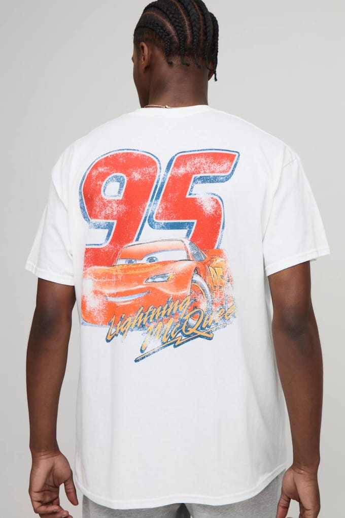 Wit Oversized Disney Cars License T-Shirt | White | Size Medium