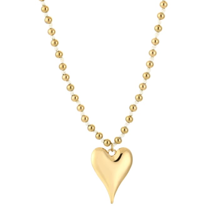 Ketting - bolletjes - beige - big hart - cadeau tip