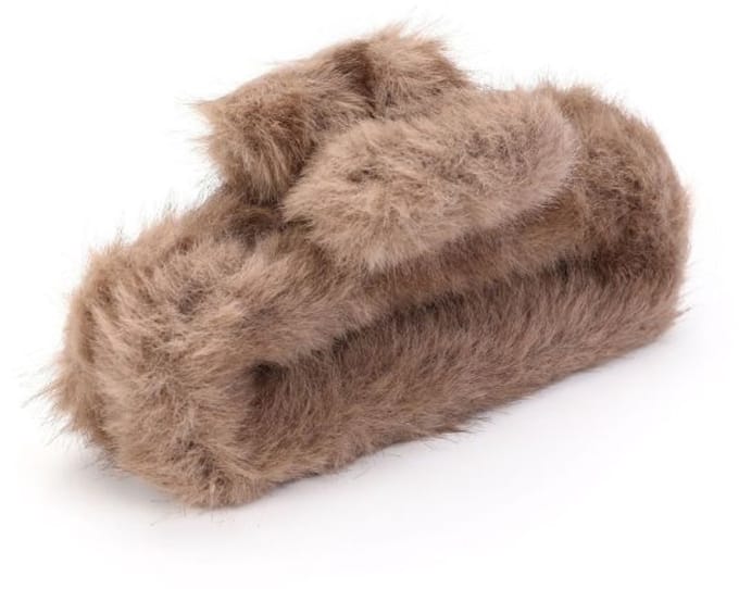 Faux fur haarklem- Khaki