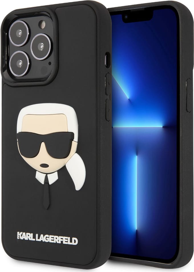 Karl Lagerfeld hoesje voor iPhone 13 Pro Max - Hardcase Backcover - 3D Rubber Karls Head - Zwart