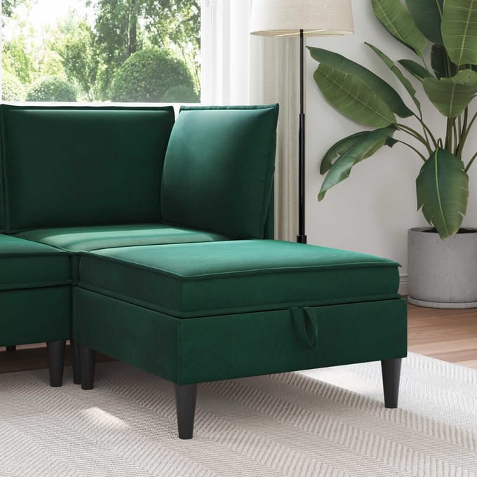 vidaXL Sofa Kruk met Opslag Donkergroen 70 x 70 x 40 cm Fluweel