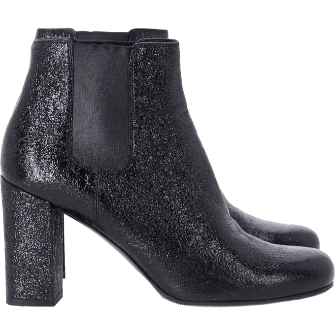 Saint Laurent Hoge Hak Chelsea Boots in Zwart Leer