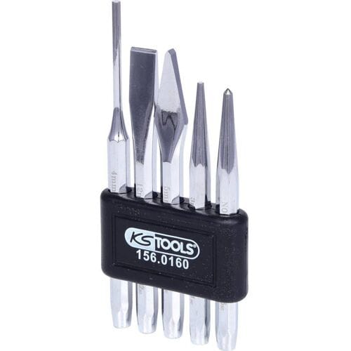 KS Tools Doordrijver-, beitel- en korrelenset, 5-delig 156.0160