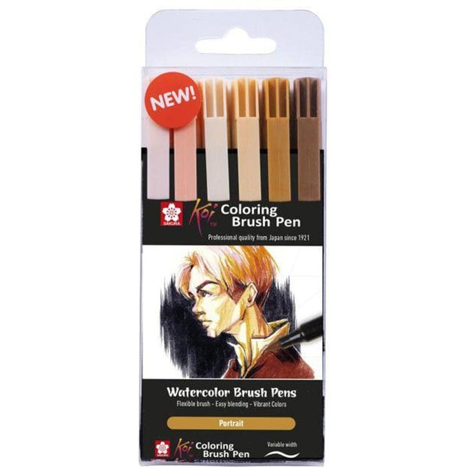 Sakura Koi Coloring Brush Pen set Portrait | 6 kleuren