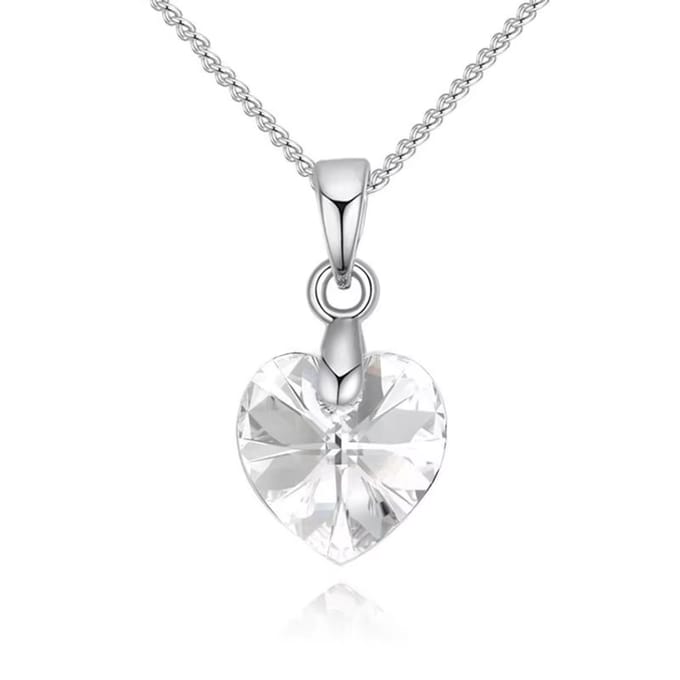 Ketting collier met Swarovski element hanger hartje paars
