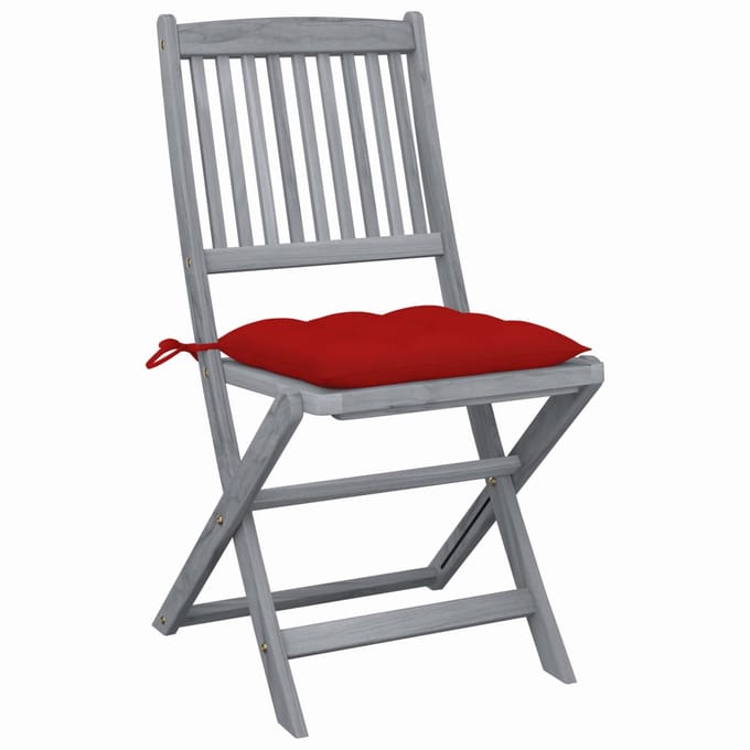 vidaXL - Set - van - 2 - klapstoelen - met - kussens, - gemaakt - van - massief - acaciahout.