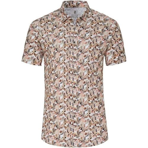 Desoto Overhemd Bold Flowers Pattern Olive-Orange / male