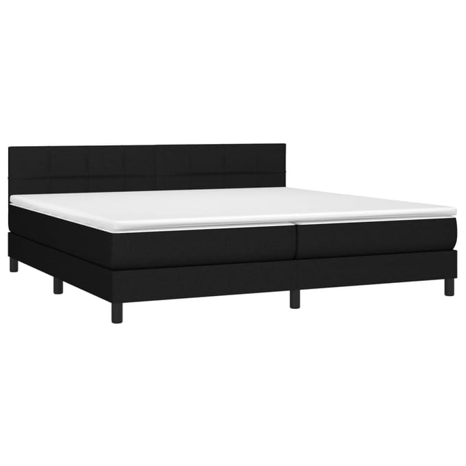 vidaXL - Boxspring - met - matras - en - LED - stof - zwart - 200x200 - cm