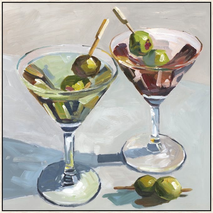 Schilderij met frame 70x70cm cocktails