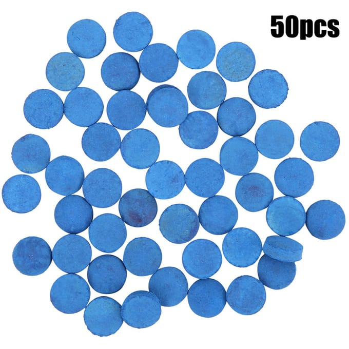 50 STUKS Lederen Biljart Pool Keu Tips Pool Keu Vervangingsaccessoire met Opbergdoos9mm blue