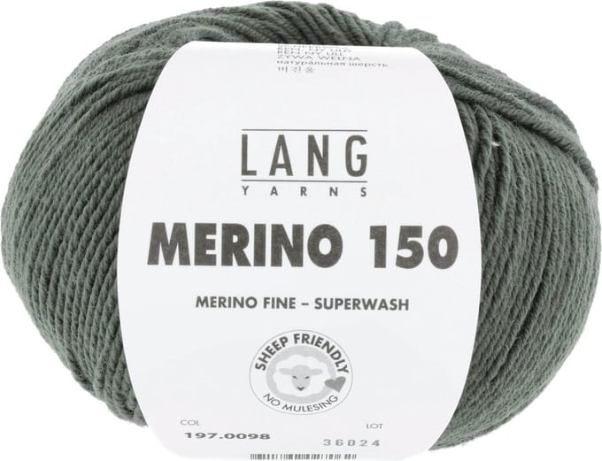 Lang Yarns Merino 150 - 98 olijfgroen - Merinowol Garen