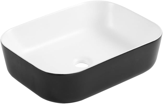 Differnz Waskom Zena - Keramiek - Rechthoek - Zwart/wit - 40,5x52x16,5cm