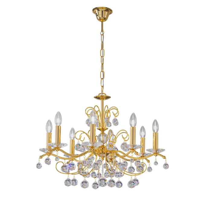 KOLARZ Carmen kristal goud 8-lamps Ø 70 cm