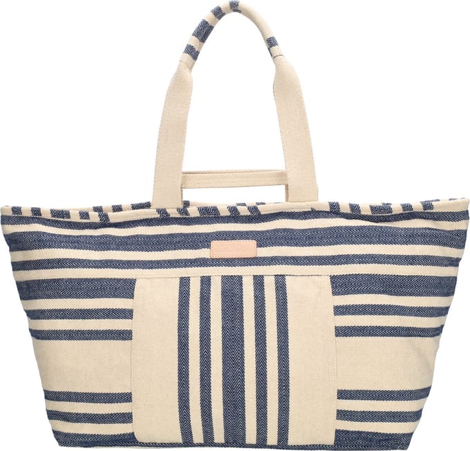 Zebra Trends Richelle Strandtas XL - Ritssluiting - Grote Shopper - Canvas Beach Bag - Ibiza - Navy / Crème