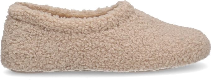 Manfield - Dames - Beige teddy pantoffels - Maat 42