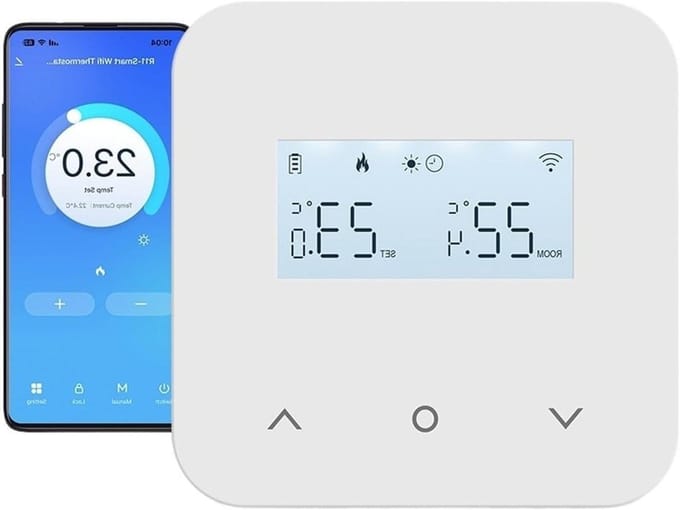 Slimme thermostaat - Wifi verwarming - Energie besparen - Dagelijkse programmering - 85x85x20 mm - Wit