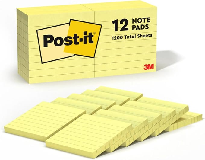 Geel 3x3 Inch Sticky Notes - 12 Pads van Recyclebaar Papier voor Notities en Lijsten