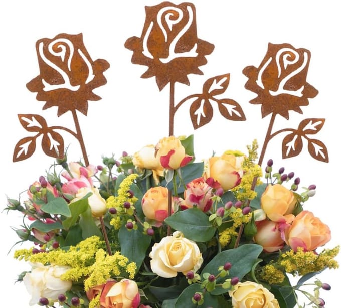 Set van 3 Rozen Roeststekers voor Tuindecoratie