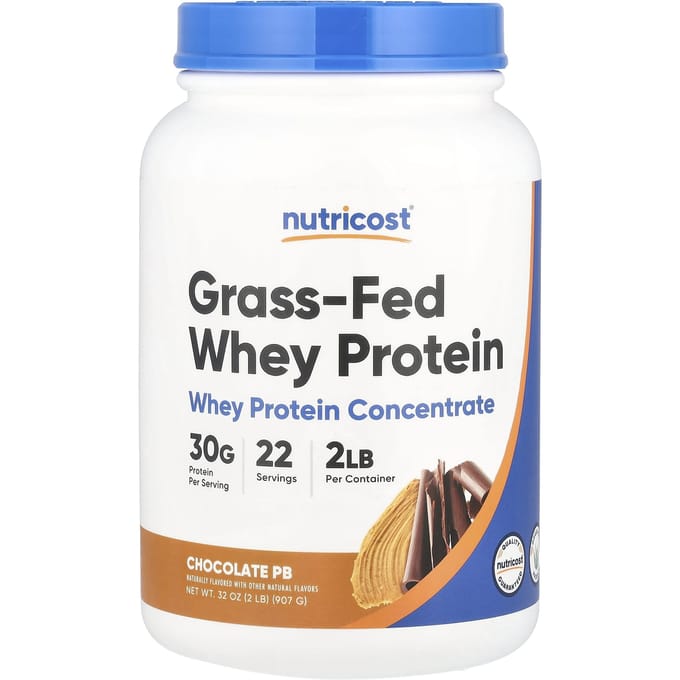 Nutricost, Concentré de Protéine de Whey Nourri à l'Herbe, Chocolat Beurre de Cacahuète, 2 lbs (907 g)