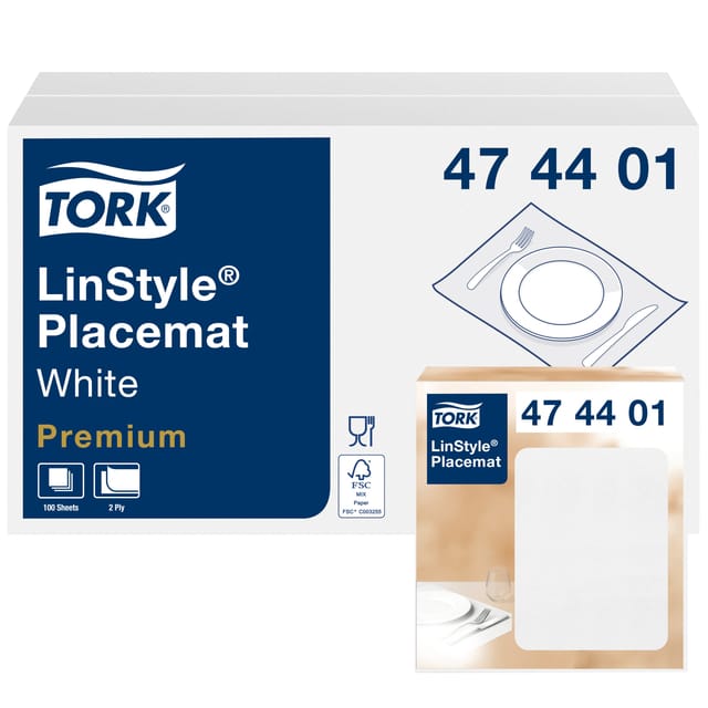 Tork 474401 placemat linstyle premium wit 39x30 cm 100 stuks (474401)