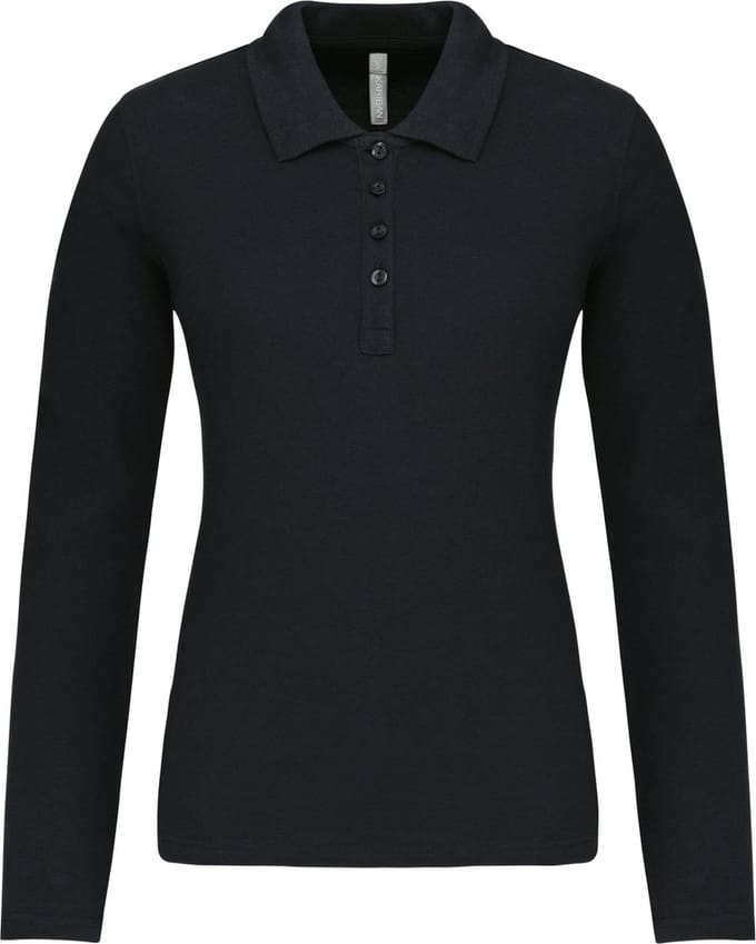 Kariban Piqué-damespolo lange mouwen K257 - Black - M