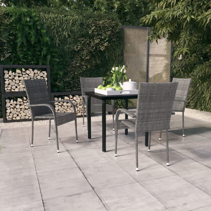 vidaXL - 5-delige - Tuinset - grijs - en - zwart