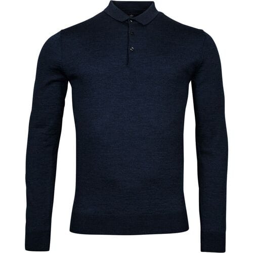 Baileys Trui Merino Pullover Polo Collar Buttons Single Knit Navy / male