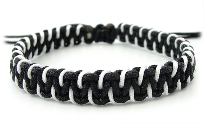 Geknoopte nylon herenarmband 18-22 cm zwart en wit