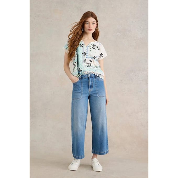 White Stuff Nelly Notch Neck Tee White Print Taglia: 12 | Maglie Sportivi Outlet | Donna | Bianco