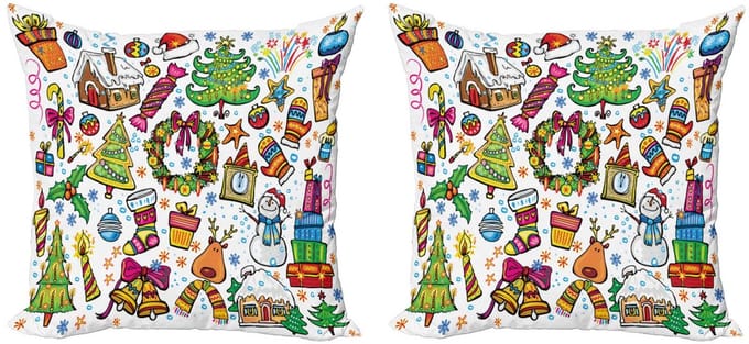 ABAKUHAUS Kussenhoes 2x50x50 cm – Dubbelzijdig bedrukt – Microvezel – Multicolor