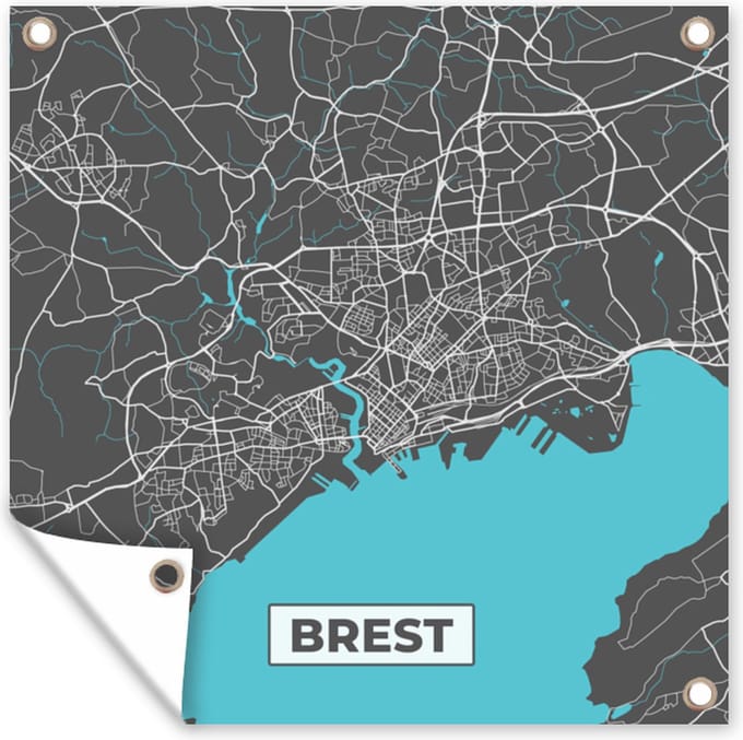 Tuindoek Brest - Frankrijk - Plattegrond - Stadskaart - Kaart - 100x100 cm