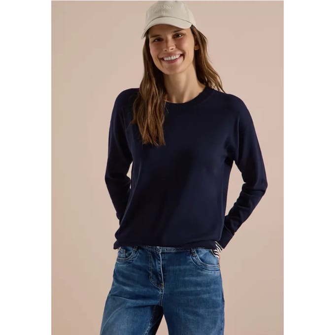 Trui met ronde hals en contrastdetails