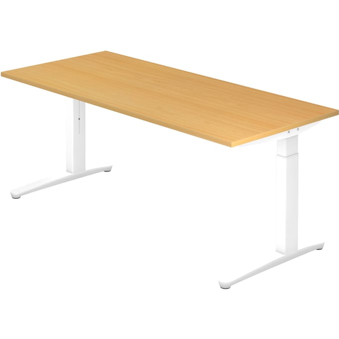 Bureau in hoogte verstelbaar (handmatig) »Alicante« 180 cm onderstel wit, slede