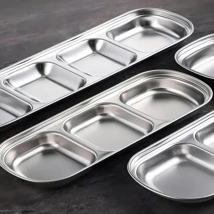 RVS 3-vaks dipschaal Kruidensaus Kruidenschaal BBQ Restaurant Bestek gray