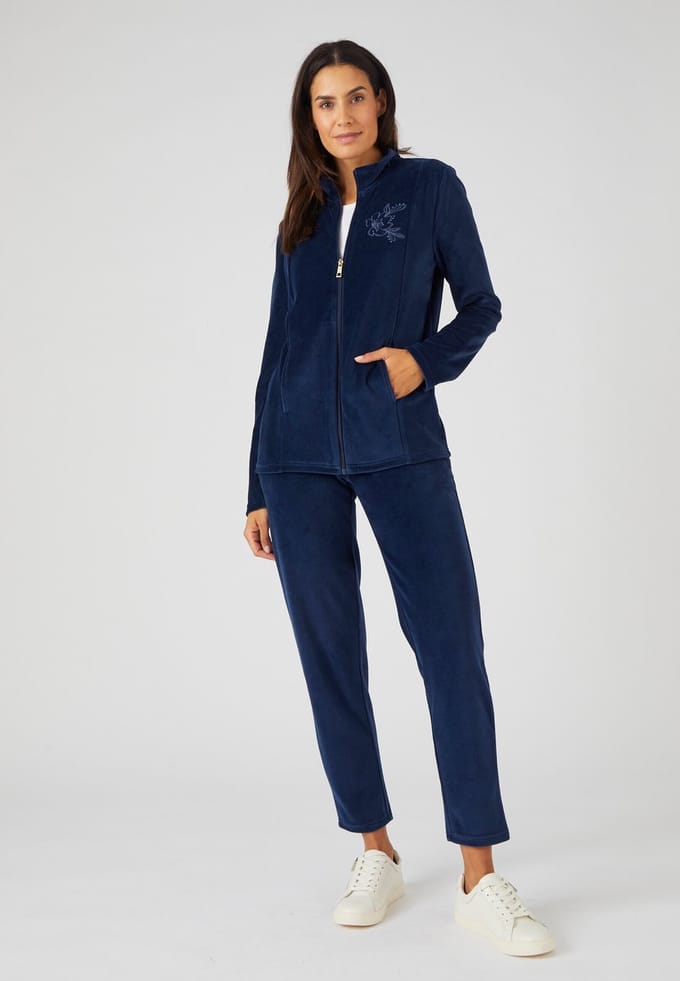 Damart - Loungewear set velours - Dames - Blauw - S