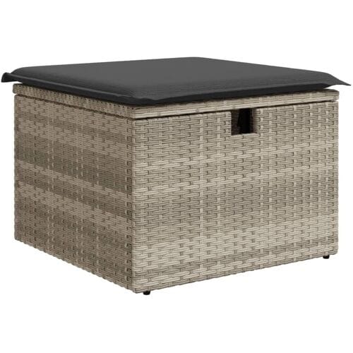vidaXL - Tuinkruk - met - kussen - 55x55x37 - cm - poly - rattan - lichtgrijs