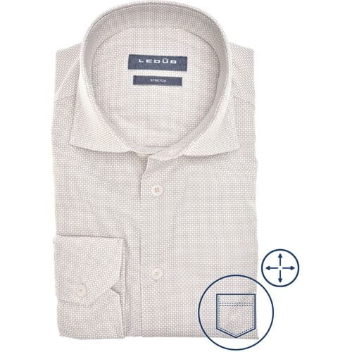 Ledûb Overhemd Fine Allover Pattern Cotton Subtle Stretch Zand / male