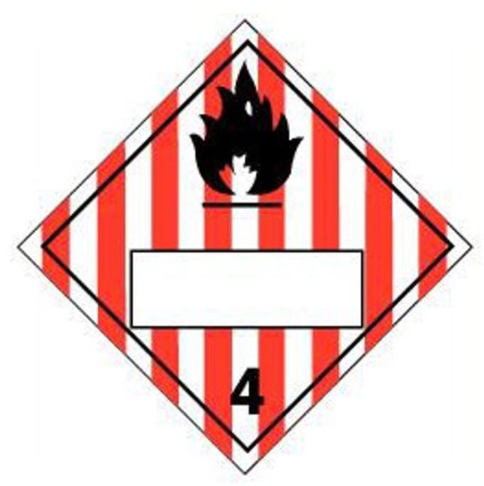 Beschrijfbare ADR klasse 4.1 sticker brandbare vaste stoffen 250 x 250 mm