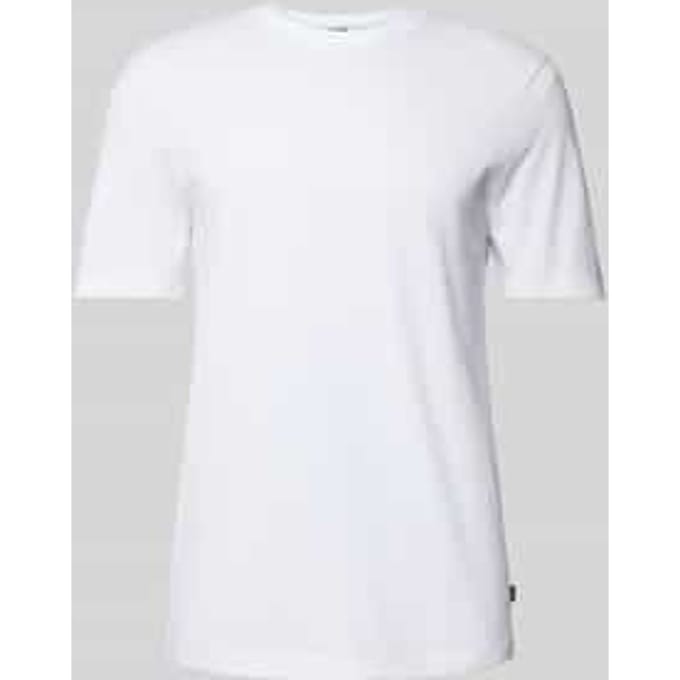 T-shirt met geribde ronde hals, model 'TIBURT'