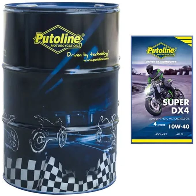 Motorfietsolie 4t halfsynthetisch in vat Putoline 10W-40 Super DX4