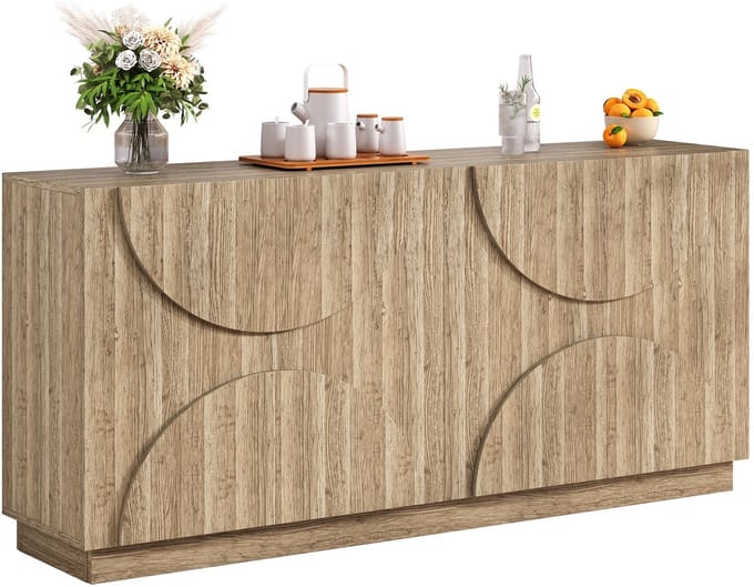 Sideboard - Met Planken - Natuurlijk Hout - Eenvoudig en Stijlvol