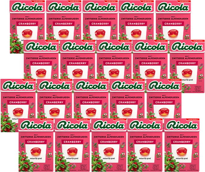 Ricola - Cranberry Suikervrij - 20x 50g